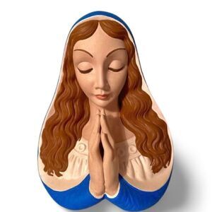 VTG Praying Virgin Mary Head Bust Statue Holland Atlantic Mold Hand Painted EVC.